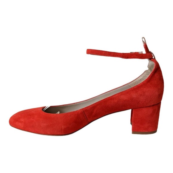 Boden Ankle Strap Suede Block Heel Shoes Buckle Closed Toe Red Women's Sz EU 40 - Picture 7 of 9